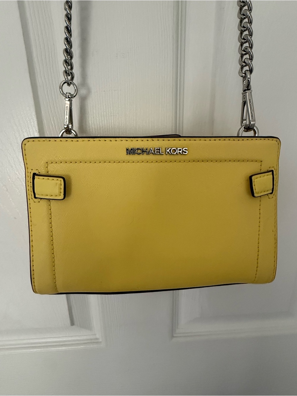Michael Kors Yellow Leather Crossbody with Silver Chain